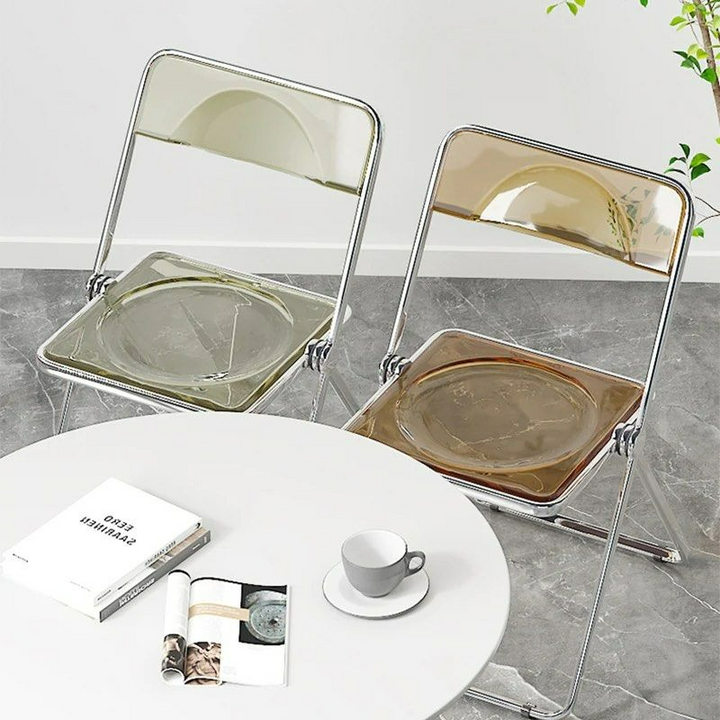 LYRQAVEN Acrylic Folding Dining Chair (Set of 2) - Cassa Haus Singapore