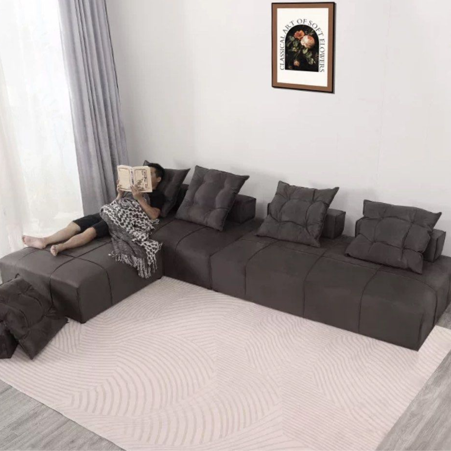 LIRANTO Modern Velvet Sectional Sofa - Radical Homes Singapore