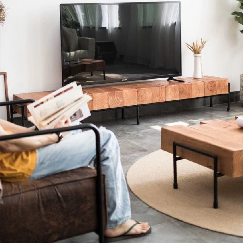 ZANDEL Rustic Solid Wood TV Console - Radical Homes Singapore