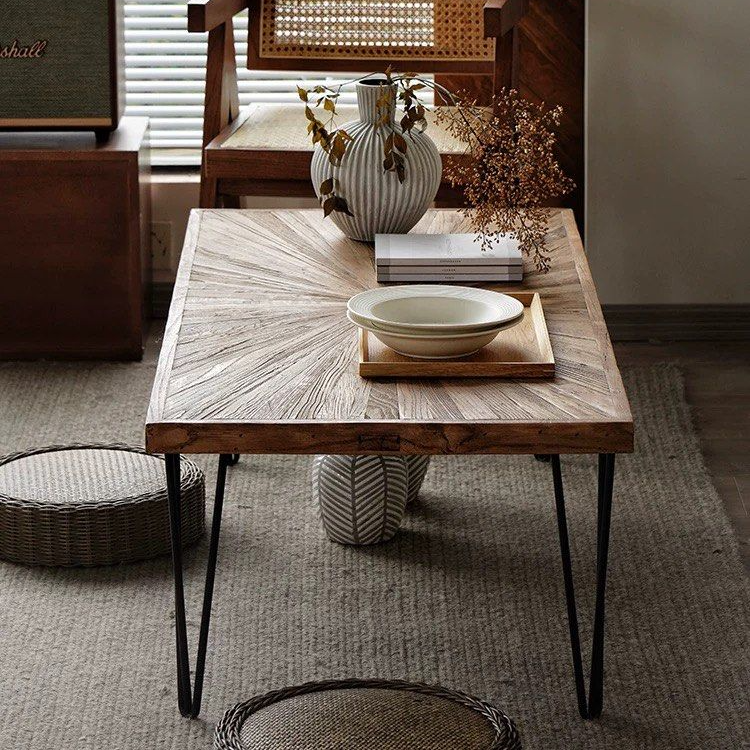 BRANDT Rustic Elm Wood Rectangular Coffee Table - Radical Homes Singapore