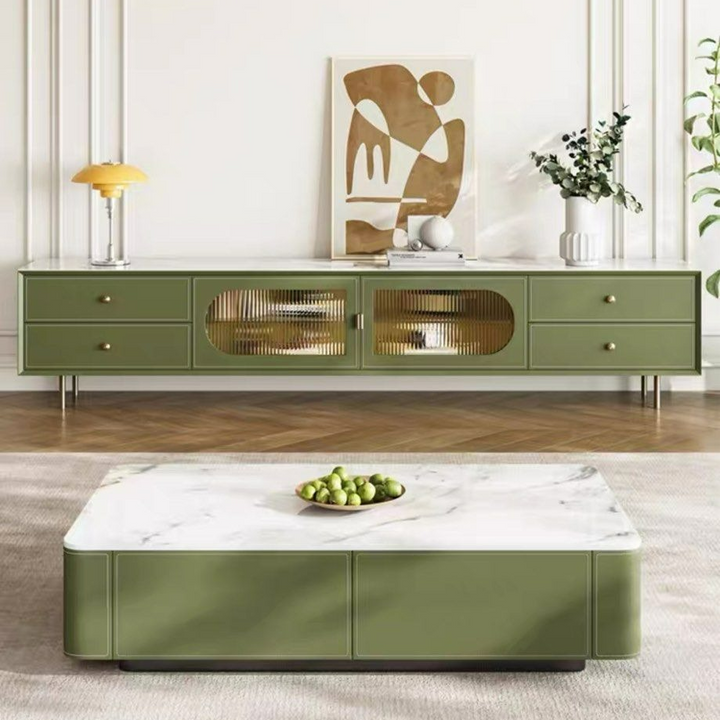 SABINE Modern Saddle Leather TV Console - Radical Homes Singapore