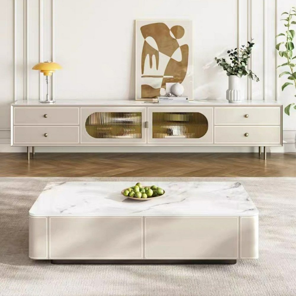SABINE Modern Saddle Leather TV Console - Radical Homes Singapore