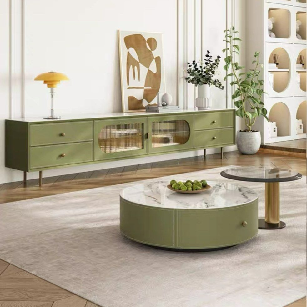 SABINE Modern Saddle Leather TV Console - Radical Homes Singapore