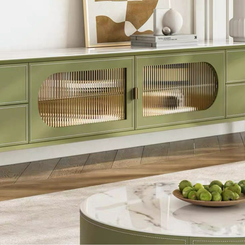 SABINE Modern Saddle Leather TV Console - Radical Homes Singapore