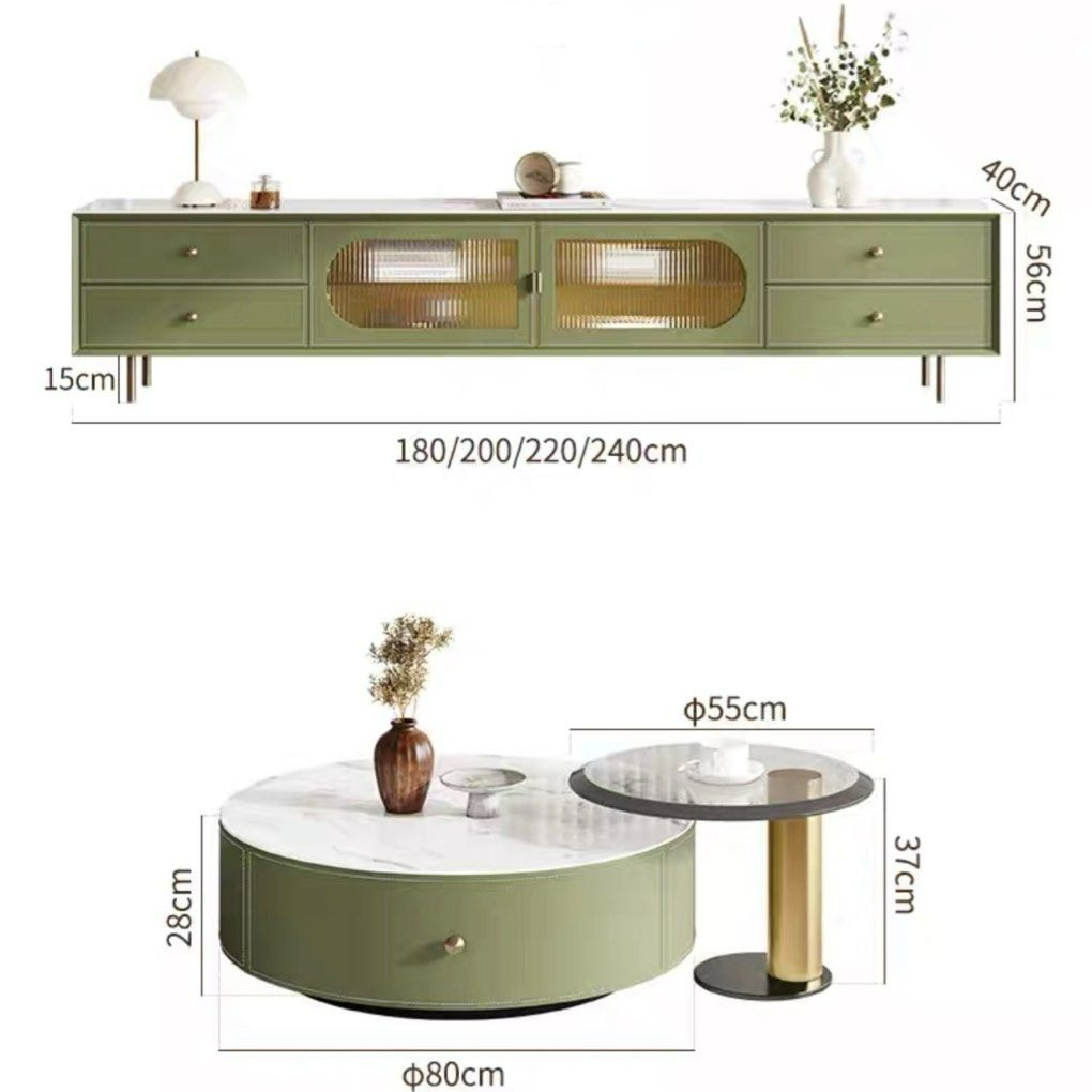 SABINE Modern Saddle Leather TV Console - Radical Homes Singapore
