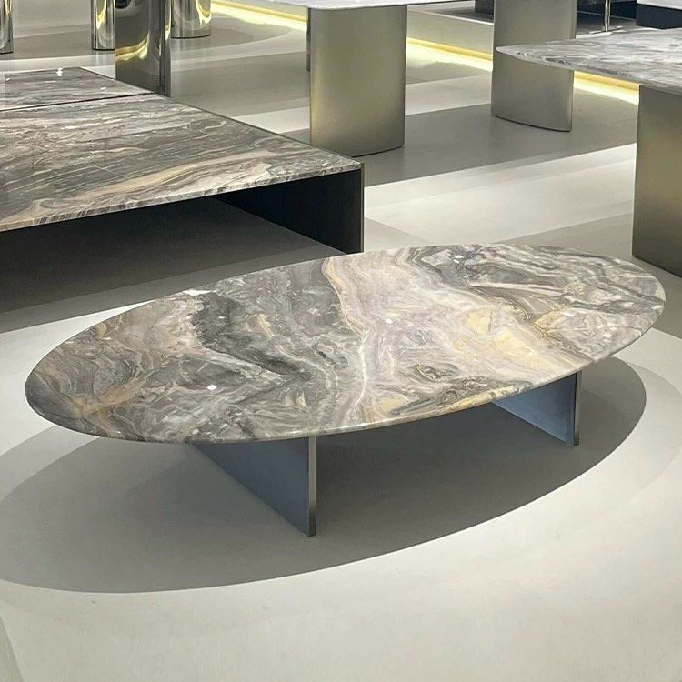 BROCEL Modern Oval Marble Coffee Table - Radical Homes Singapore