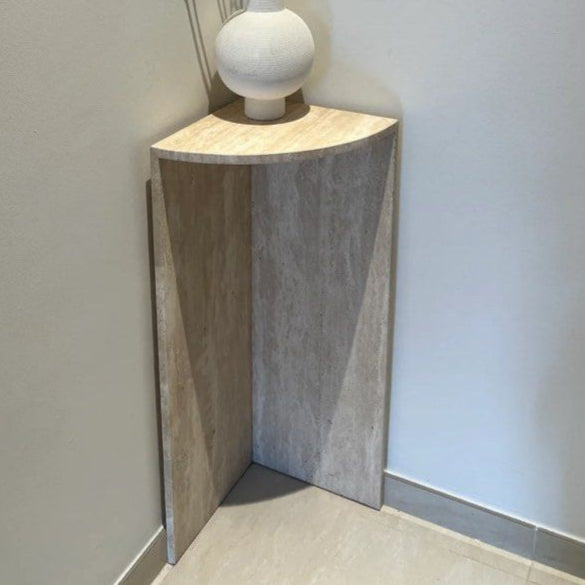 MEIRES Travertine Corner Table - Radical Homes Singapore