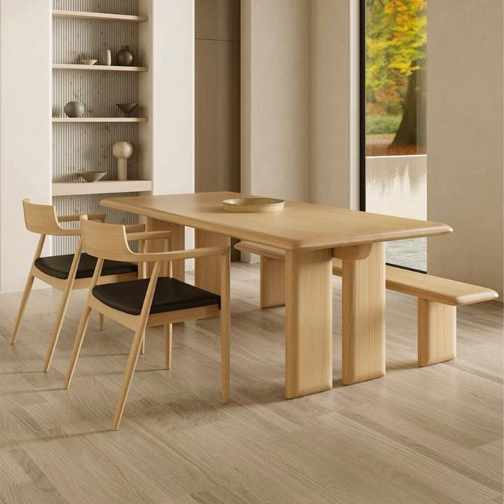 YAFAI Japandi Solid Wood Dining Table - Radical Homes Singapore