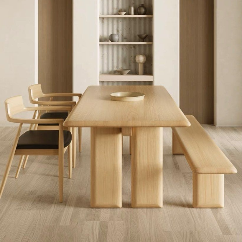 YAFAI Japandi Solid Wood Dining Table - Radical Homes Singapore