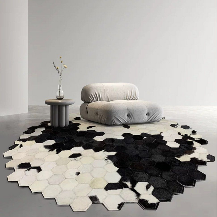 LOTHO Modern Cowhide Leather Rug - Radical Homes Singapore