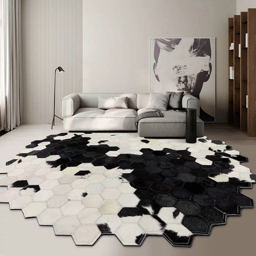 LOTHO Modern Cowhide Leather Rug - Radical Homes Singapore