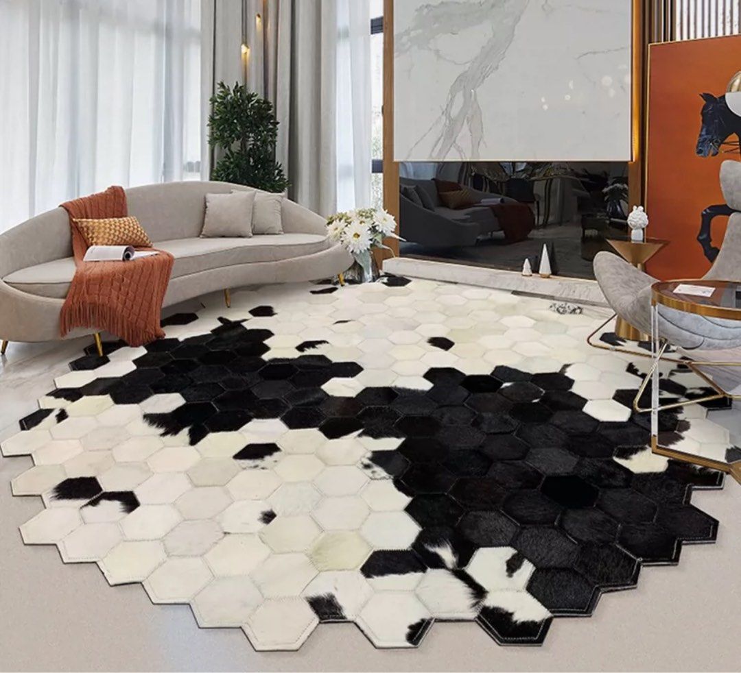 LOTHO Modern Cowhide Leather Rug - Radical Homes Singapore