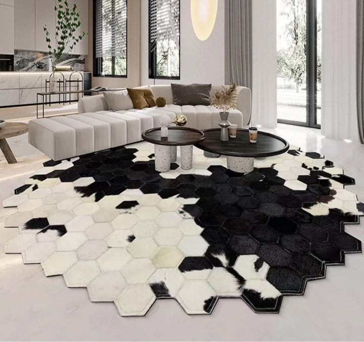 LOTHO Modern Cowhide Leather Rug - Radical Homes Singapore