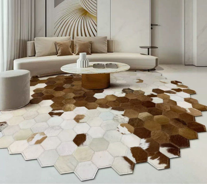 LOTHO Modern Cowhide Leather Rug - Radical Homes Singapore