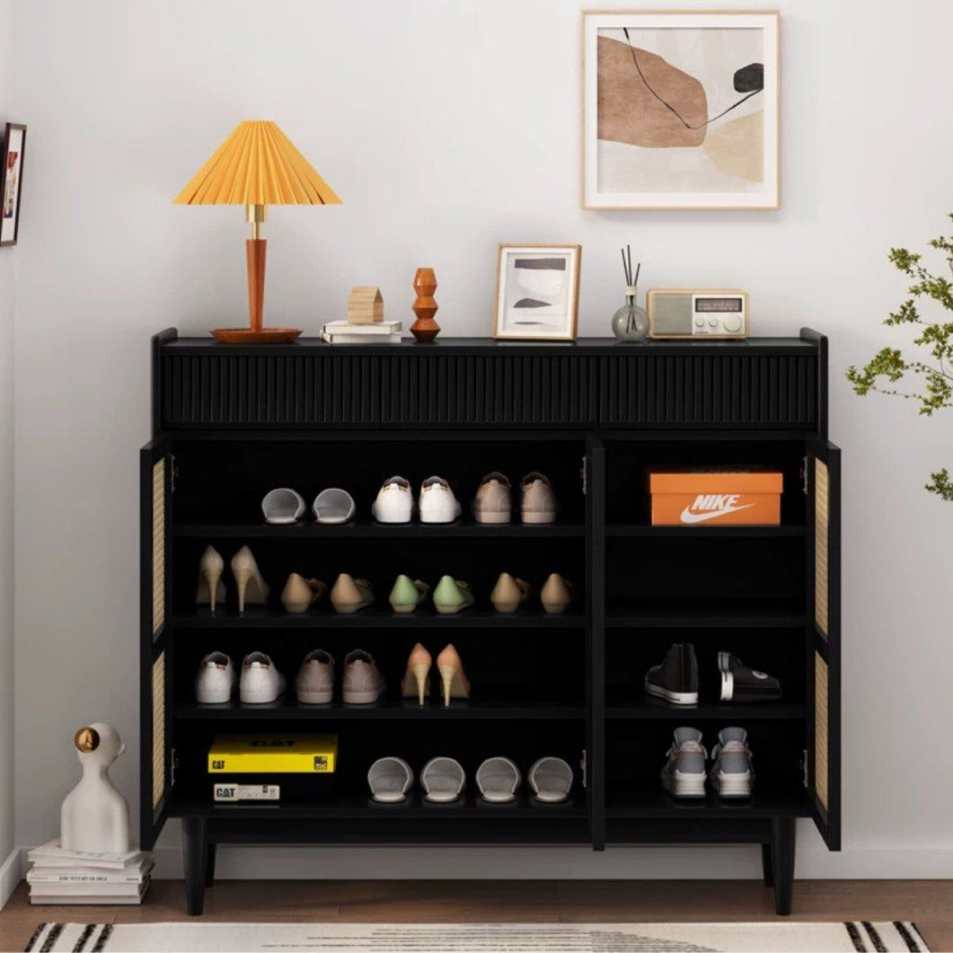 MAVREN Rustic Solid Wood Shoe Cabinet - Cassa Haus Singapore