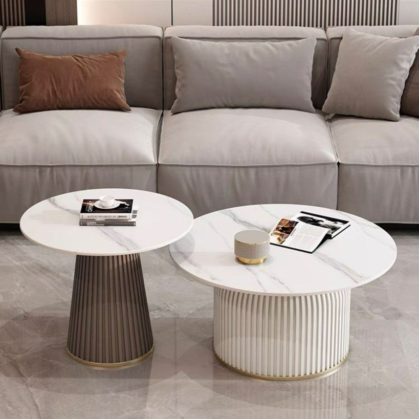 FREYSA Modern Round Sintered Stone Coffee Table - Radical Homes Singapore