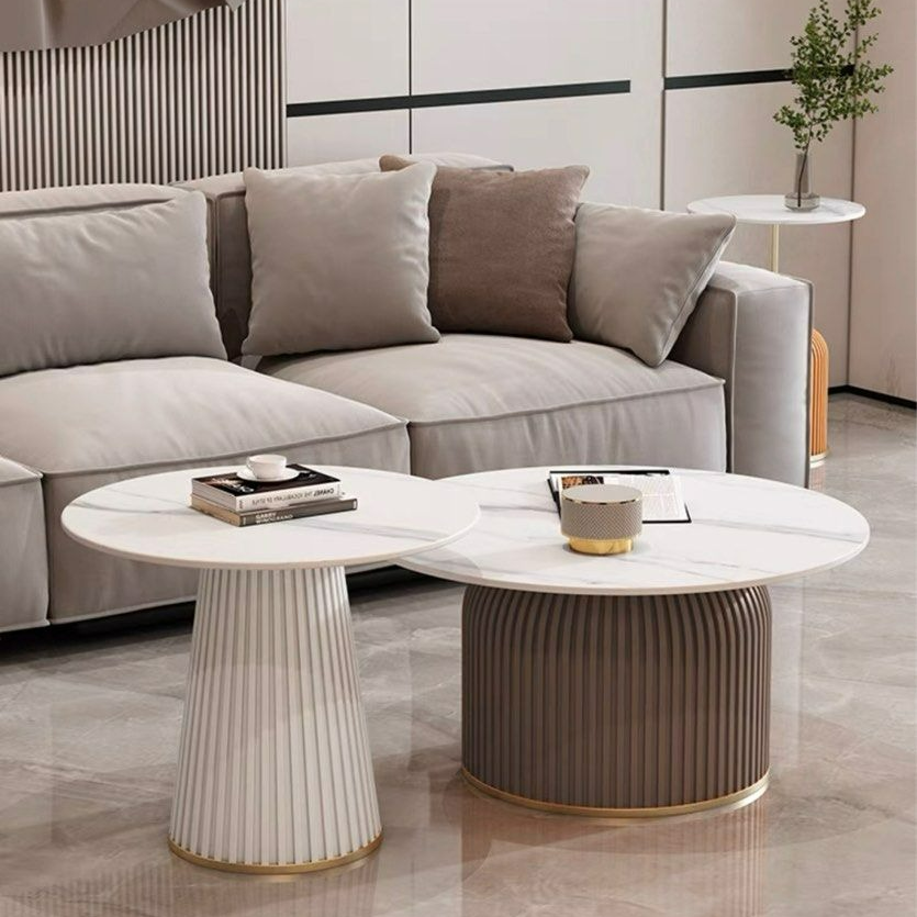 FREYSA Modern Round Sintered Stone Coffee Table - Radical Homes Singapore