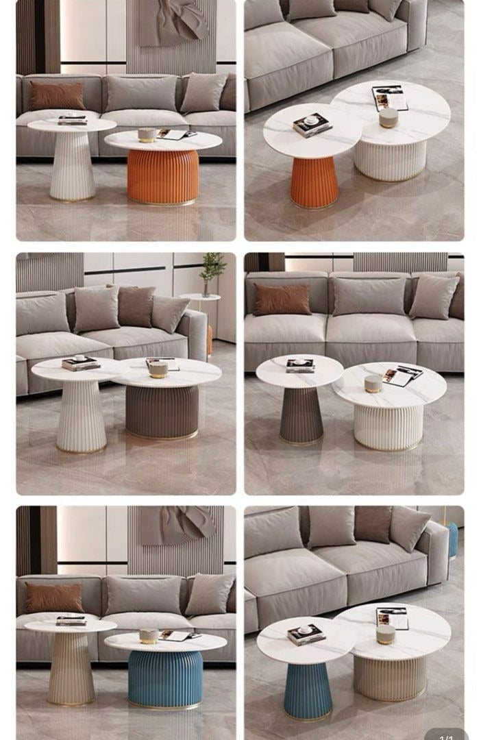 FREYSA Modern Round Sintered Stone Coffee Table - Radical Homes Singapore