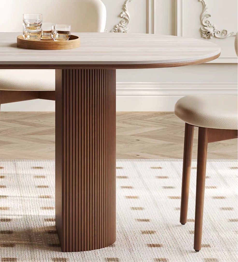 LORA Modern Travertine Dining Table - Radical Homes Singapore