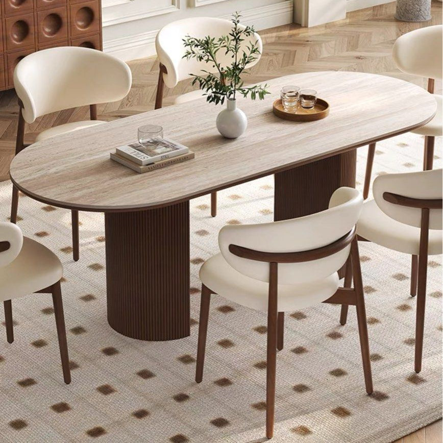 LORA Modern Travertine Dining Table - Radical Homes Singapore