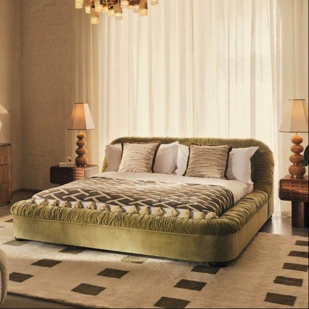 NATTE Modern Velvet Bedframe - Radical Homes Singapore