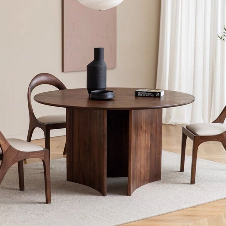NOYER Black Walnut Dining Set with Lazy Susan - Cassa Haus Singapore