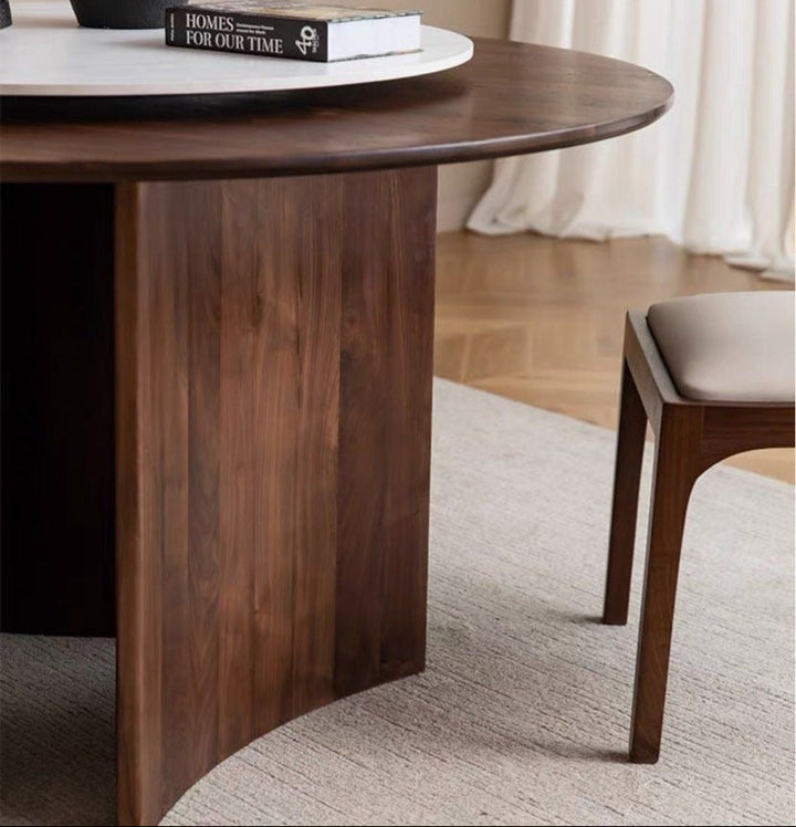 NOYER Black Walnut Dining Set with Lazy Susan - Cassa Haus Singapore