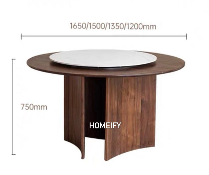 NOYER Black Walnut Dining Set with Lazy Susan - Cassa Haus Singapore