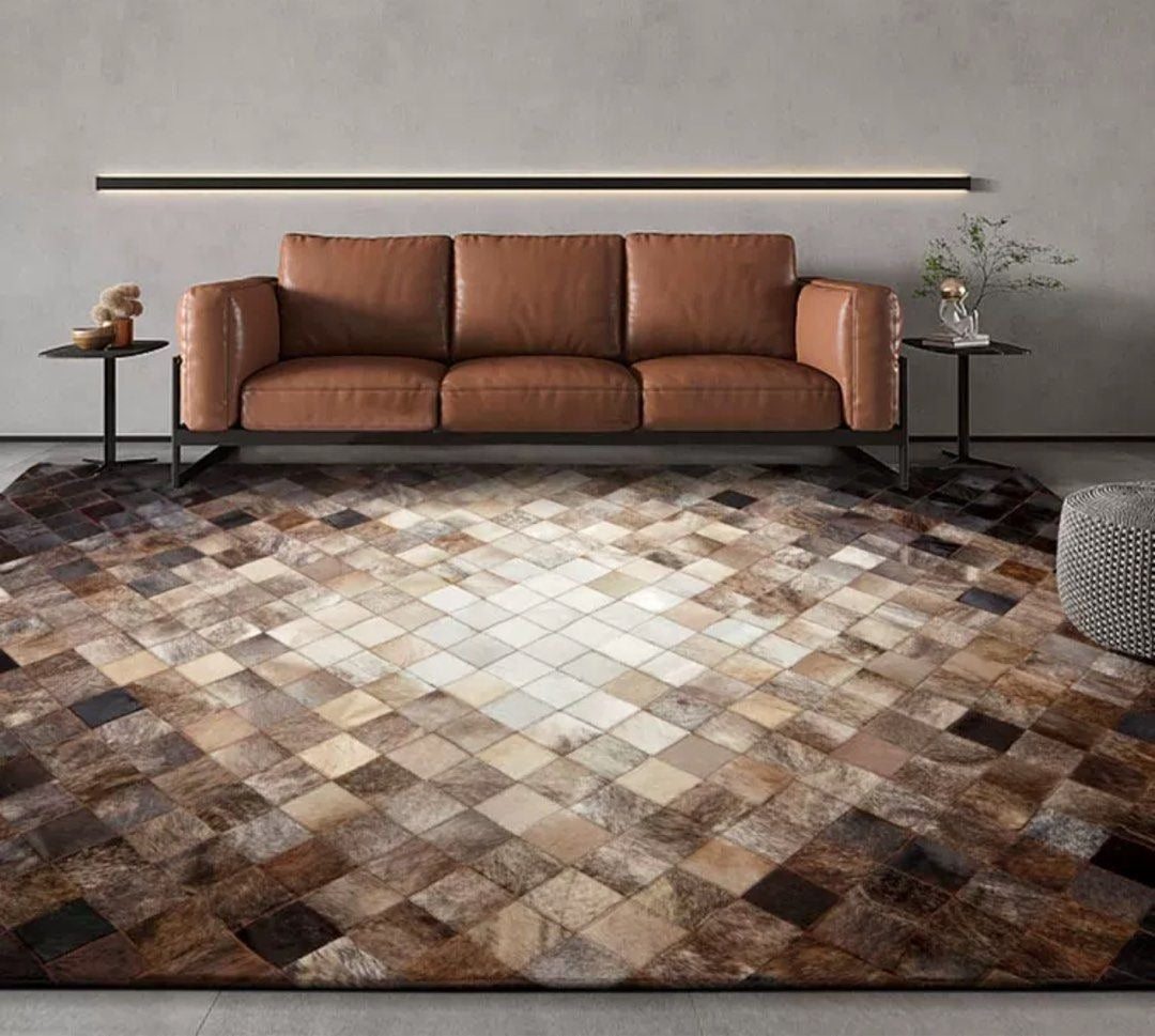 LUCIUS Modern Cowhide Leather Rug - Radical Homes Singapore