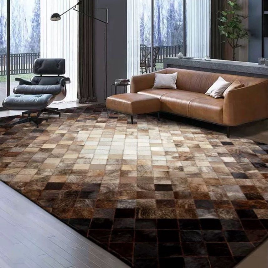 LUCIUS Modern Cowhide Leather Rug - Radical Homes Singapore