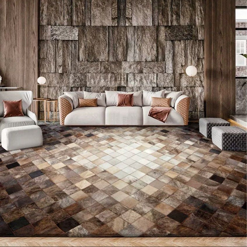 LUCIUS Modern Cowhide Leather Rug - Radical Homes Singapore