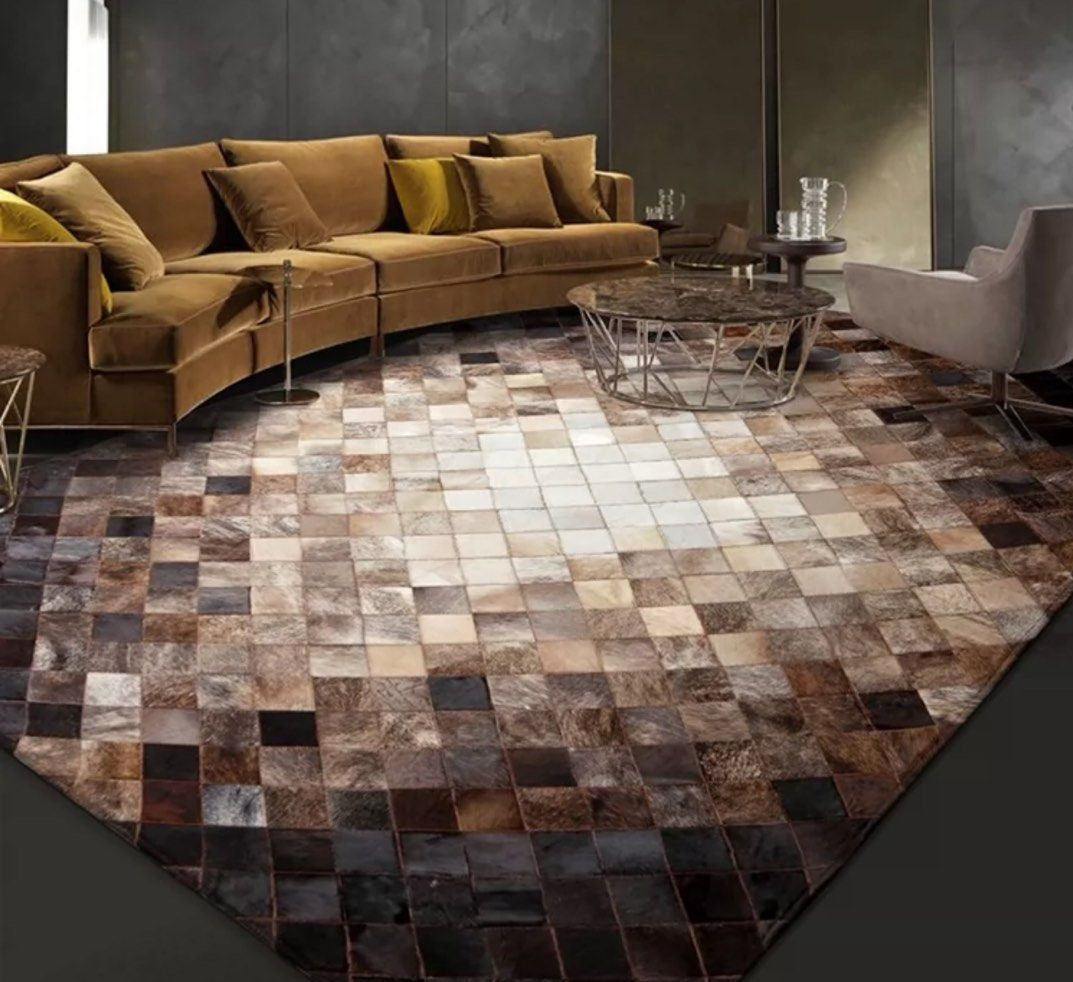 LUCIUS Modern Cowhide Leather Rug - Radical Homes Singapore