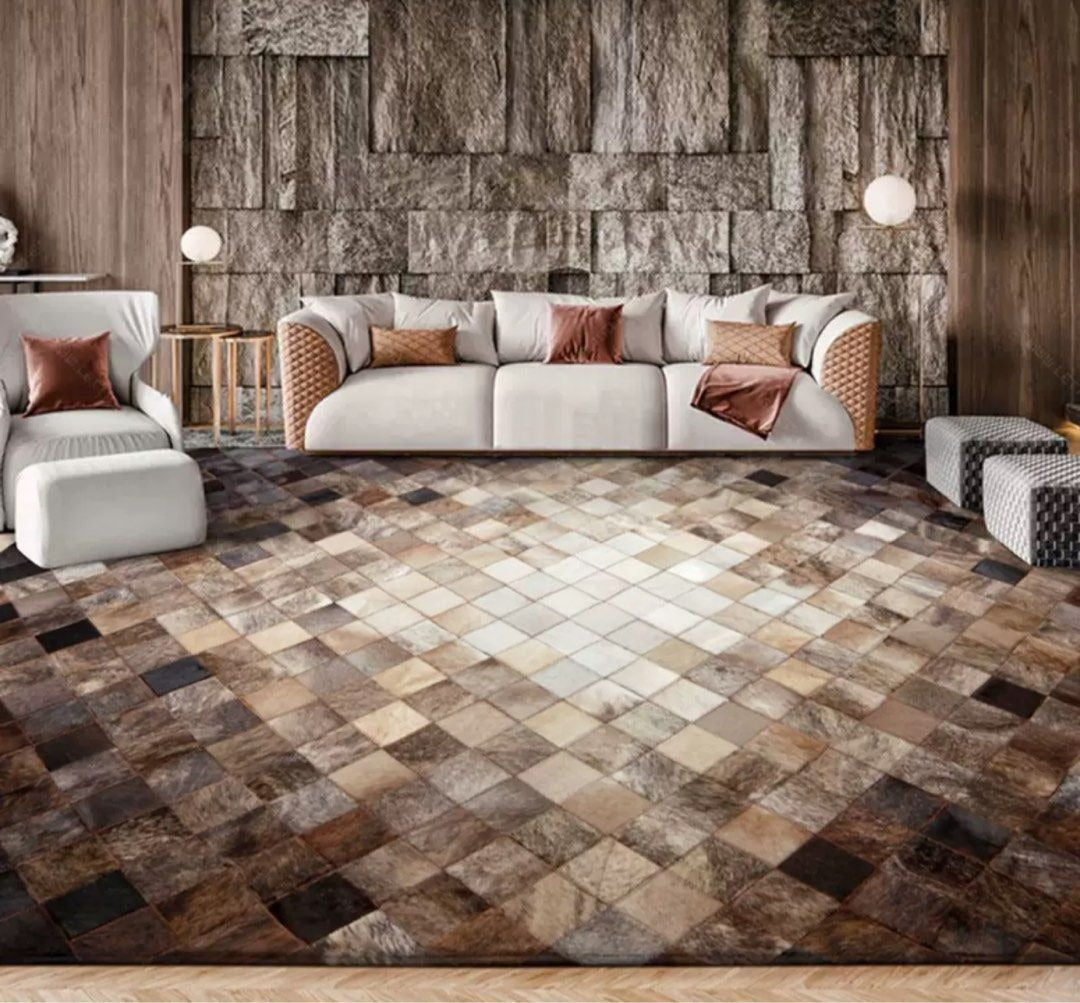 LUCIUS Modern Cowhide Leather Rug - Radical Homes Singapore