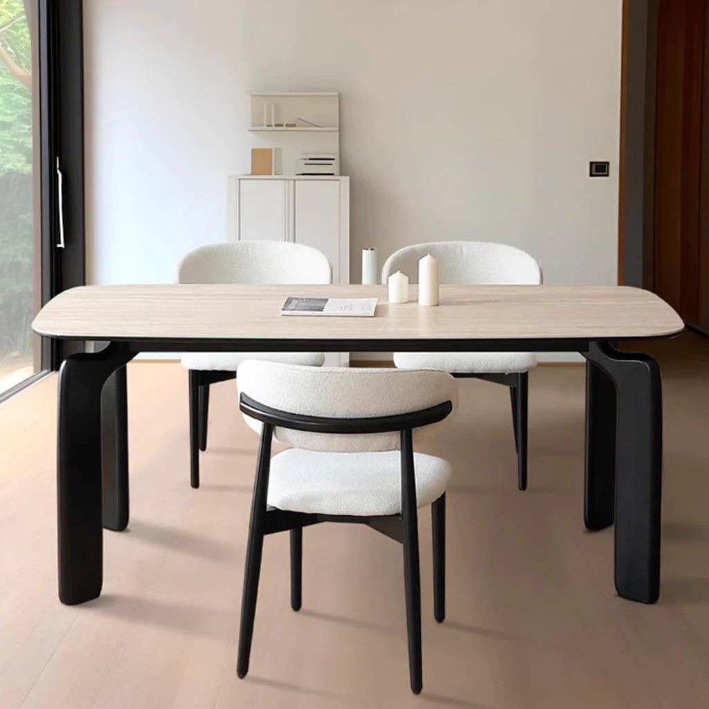 PERCY Travertine Sintered Stone Dining Table - Radical Homes Singapore