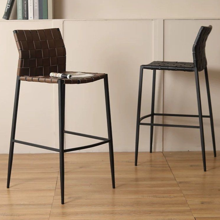 GAURE Modern Saddle Leather Bar Stool - Radical Homes Singapore