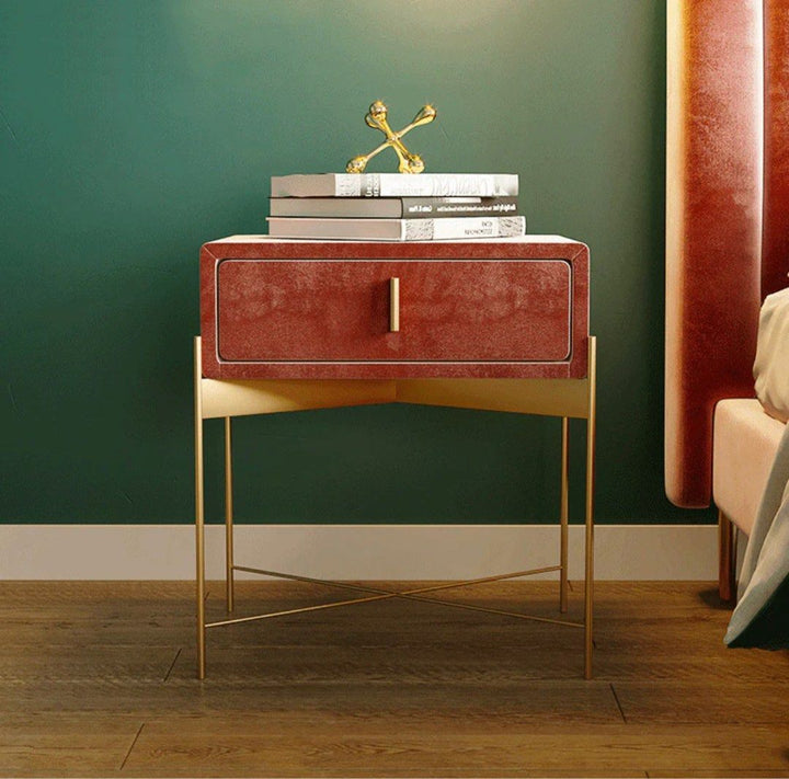 OTEGA Drawer Velvet Nightstand - Radical Homes Singapore
