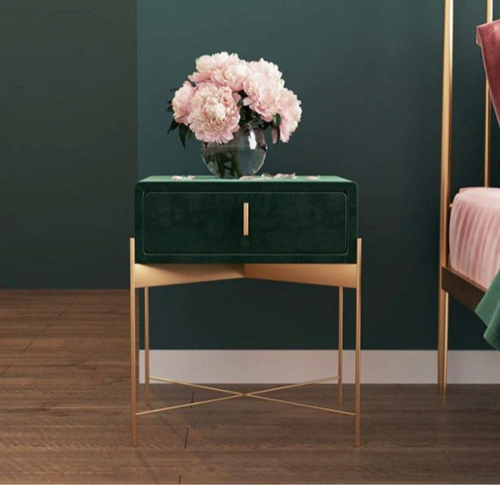 OTEGA Drawer Velvet Nightstand - Radical Homes Singapore