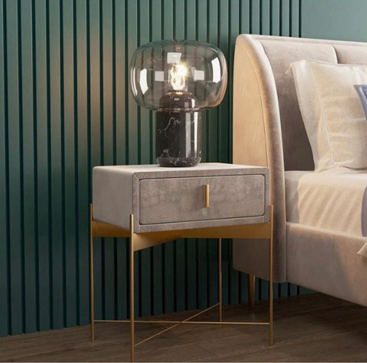 OTEGA Drawer Velvet Nightstand - Radical Homes Singapore