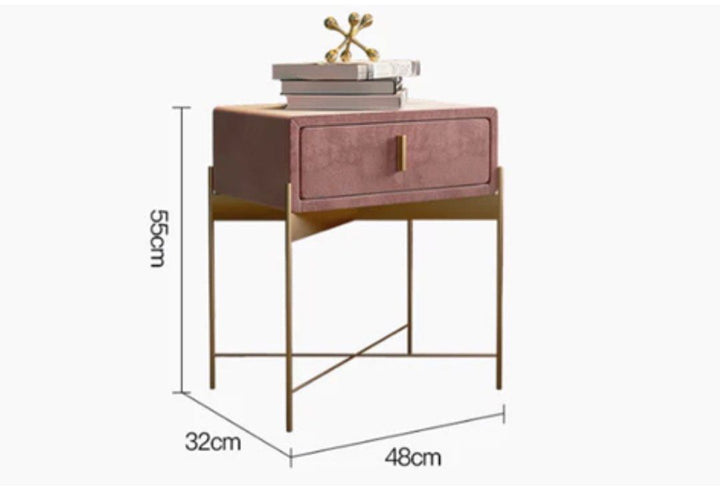 OTEGA Drawer Velvet Nightstand - Radical Homes Singapore