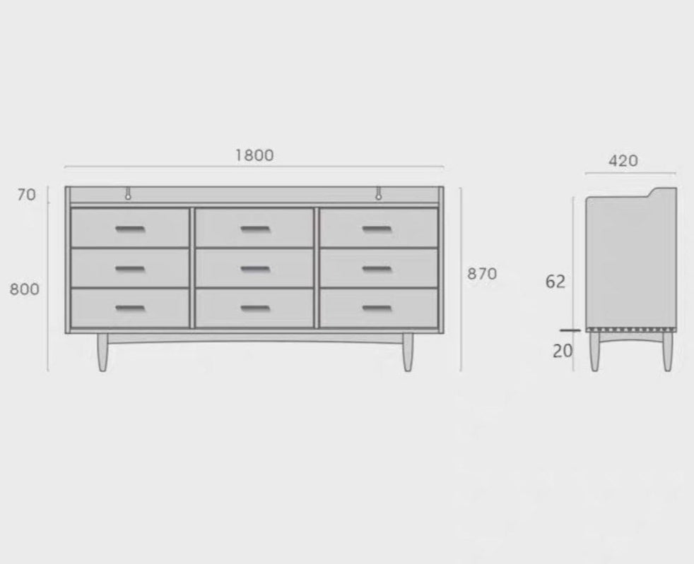ARIEL Modern Solid Wood Chest Of Drawers - Radical Homes Singapore