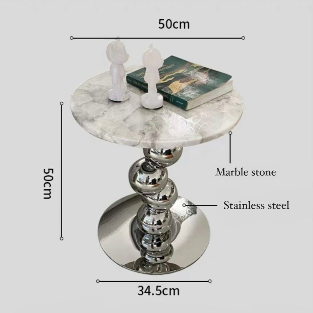 LEMAN Modern Marble Round Side Table - Radical Homes Singapore