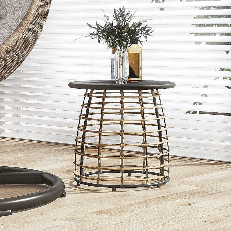CLEO Rustic Rattan Side Table - Radical Homes Singapore