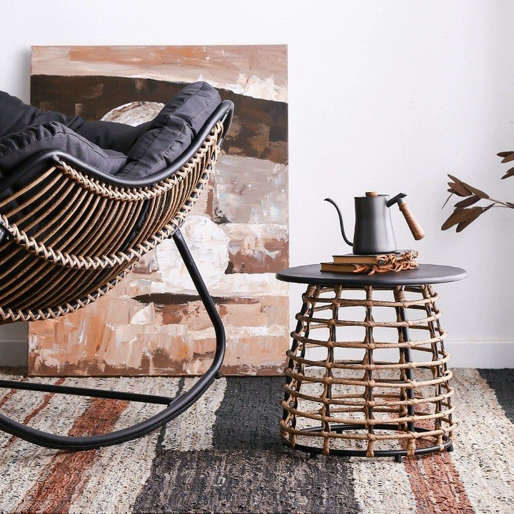 CLEO Rustic Rattan Side Table - Radical Homes Singapore