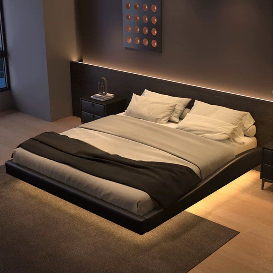 PRISM Modern Leather Floating Bedframe - Radical Homes Singapore