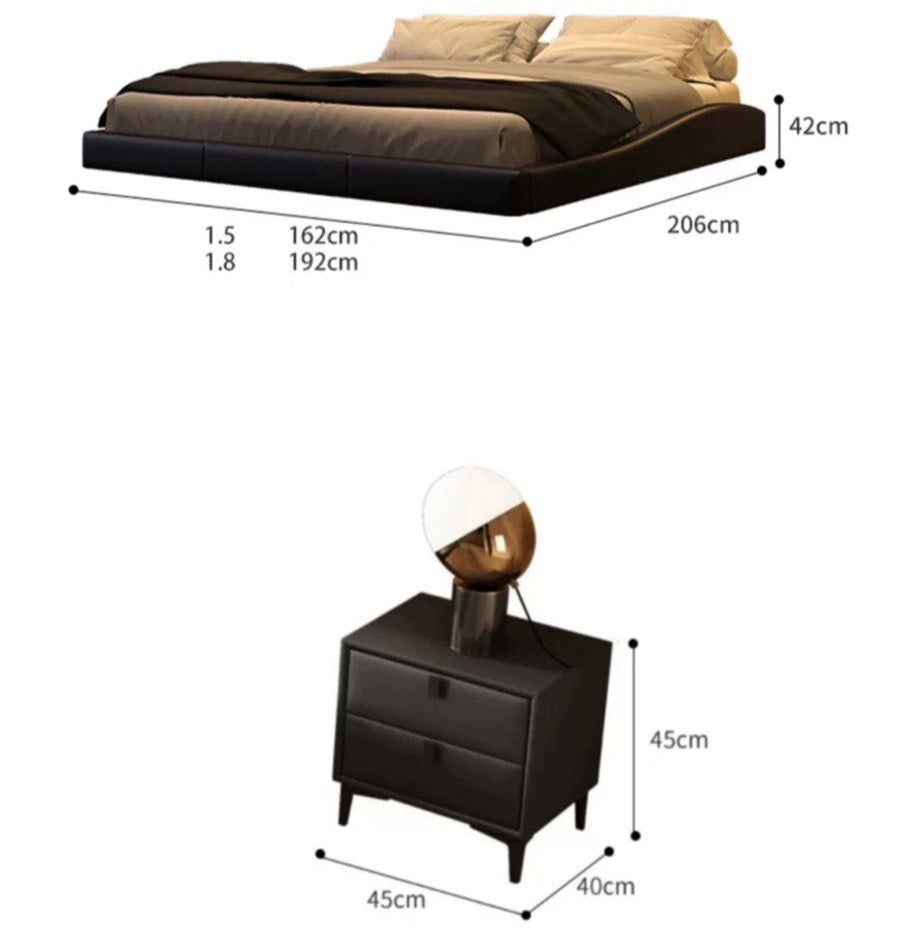 PRISM Modern Leather Floating Bedframe - Radical Homes Singapore