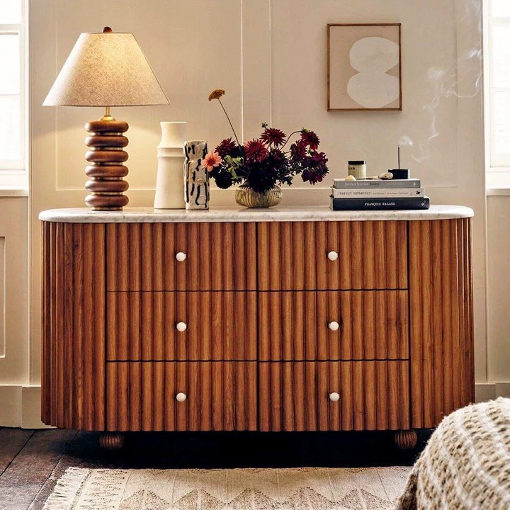 GROOVE Modern Fluted Solid Wood Chest Of Drawers