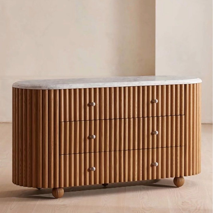 ARIEL Modern Fluted Solid Wood Chest Of Drawers - Radical Homes Singapore