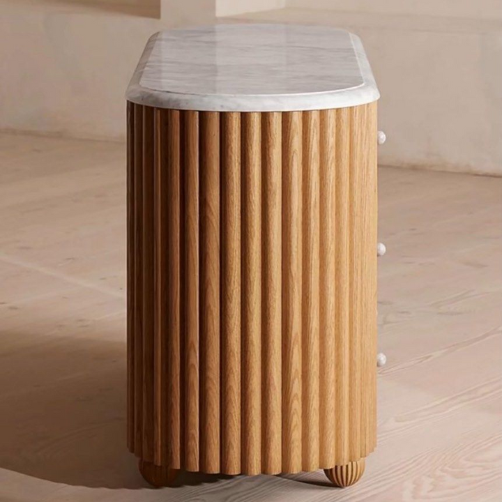 ARIEL Modern Fluted Solid Wood Chest Of Drawers - Radical Homes Singapore