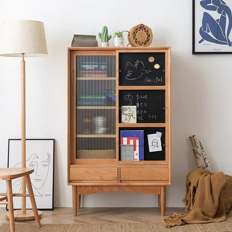STRADA Wood Bookcase With Chalkboard - Radical Homes Singapore