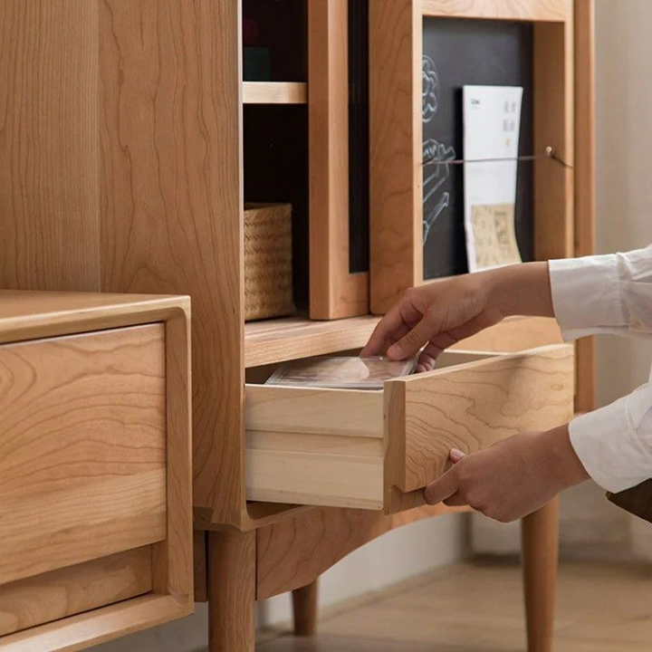 STRADA Wood Bookcase With Chalkboard - Radical Homes Singapore